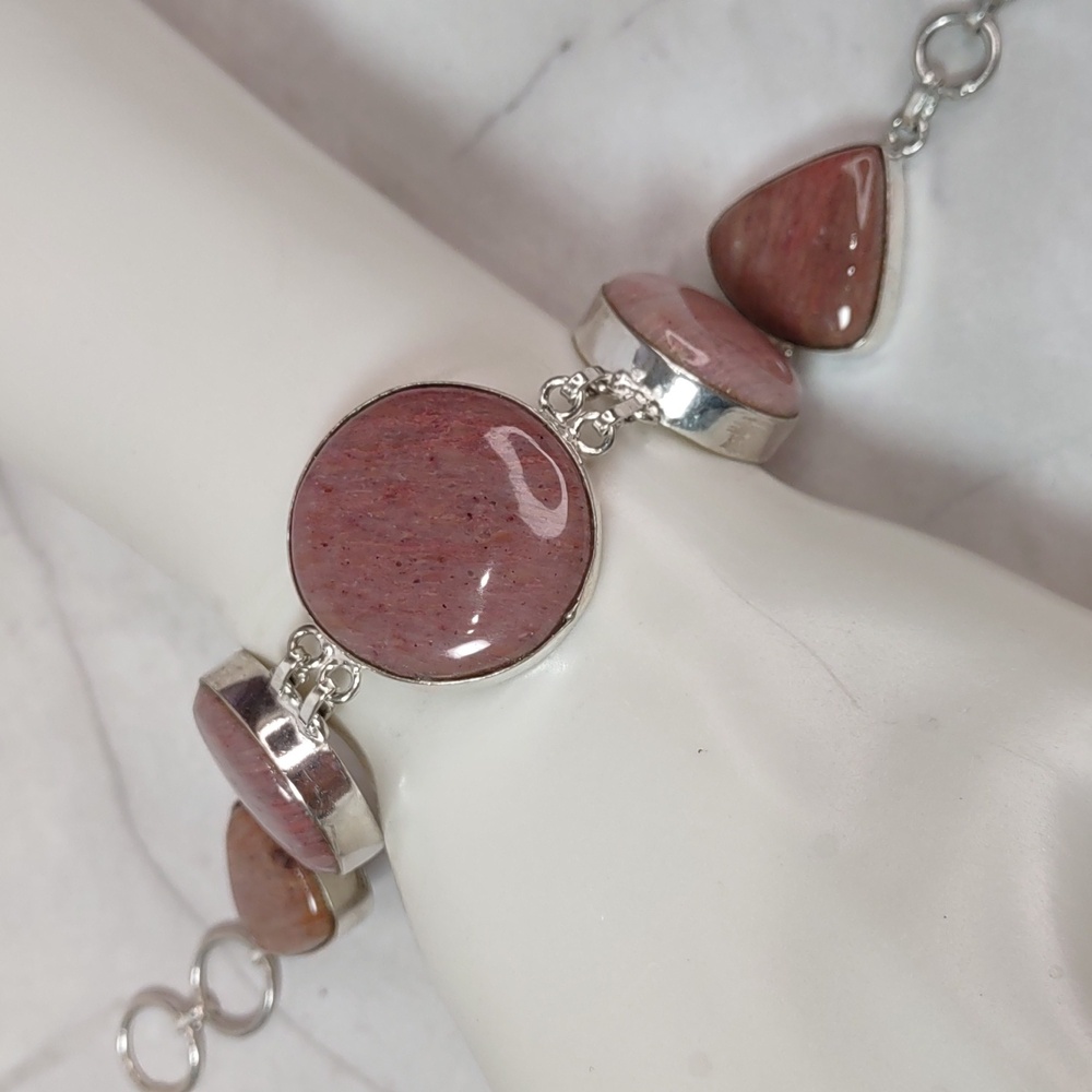 Artisan Crafted Rhodolite/Sterling Silver Overlay Bracelet
